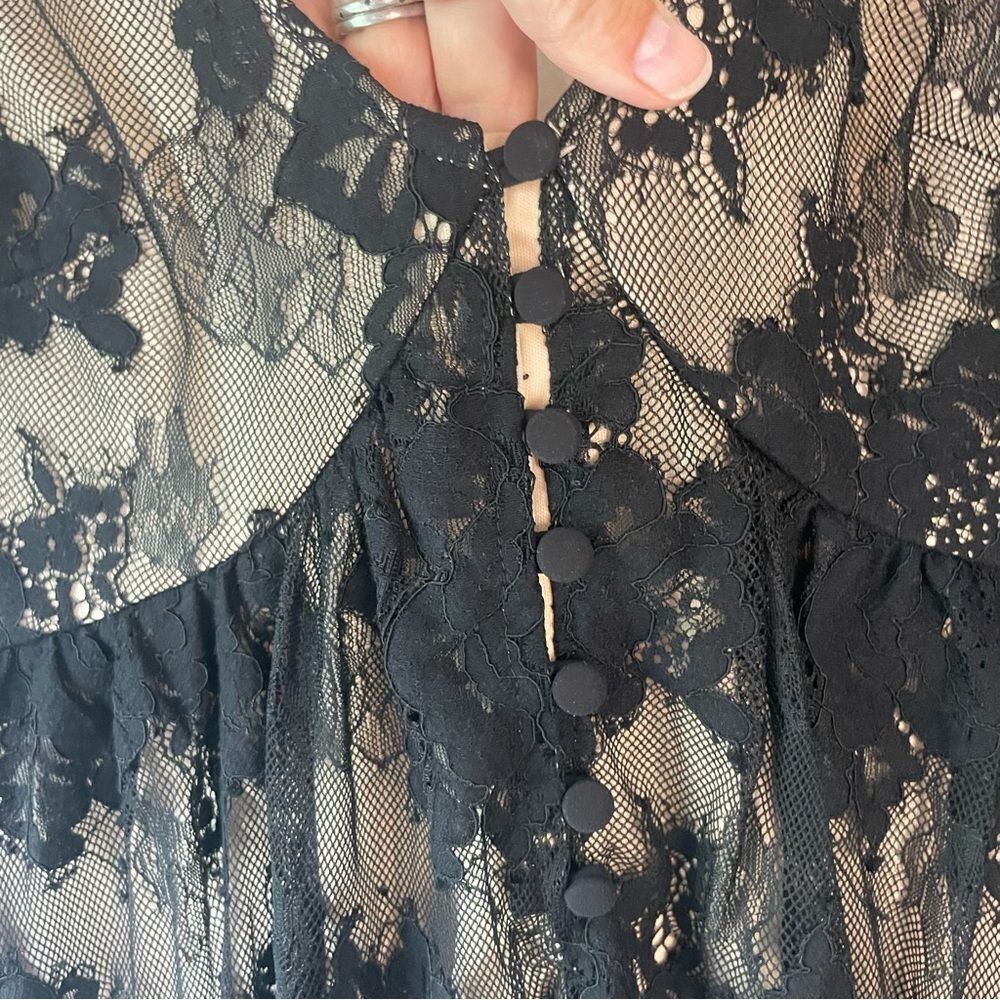 Black Lace Bell Sleeve Dress Small - Picture 5 of 10